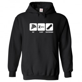 Eat Sleep Skateboard Repeat Novelty Unisex Kids and Adults Pullover Hoodie For Skateboard Lovers
